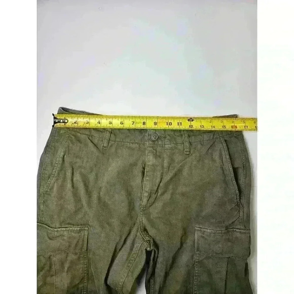 J Crew Slim Fit Stretch Cargo Olive Green 34x32 Button Pockets - Picture 9 of 11